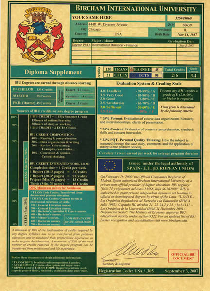 BIU Diploma Supplement Sample BIU Diploma Supplement Sample